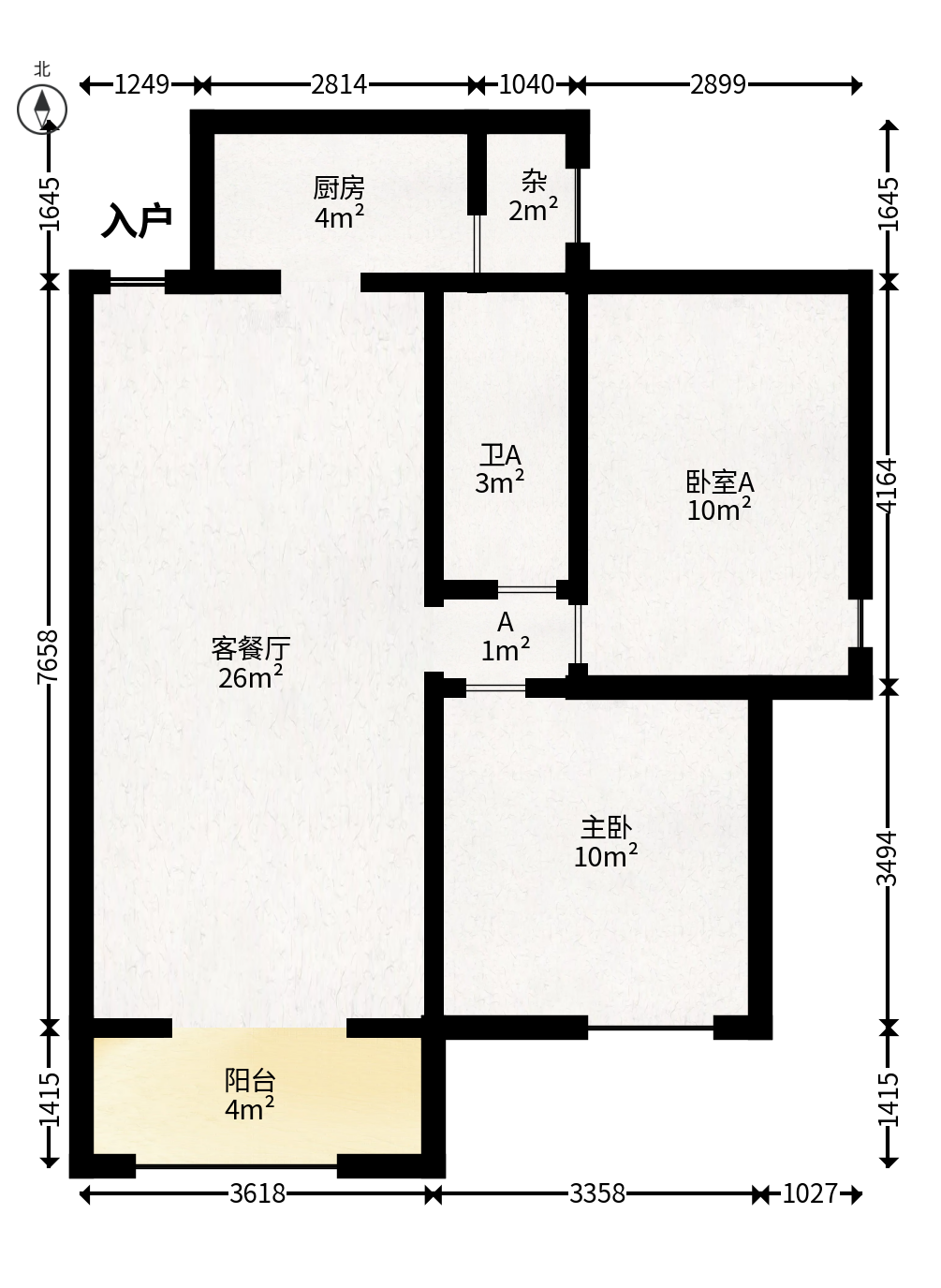 奥克斯广场  2室2厅1卫   130.00万户型图