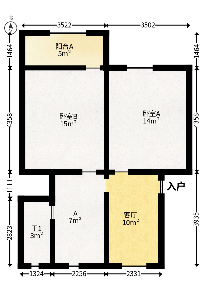 正圆小区（树木岭）  2室1厅1卫   40.00万户型图