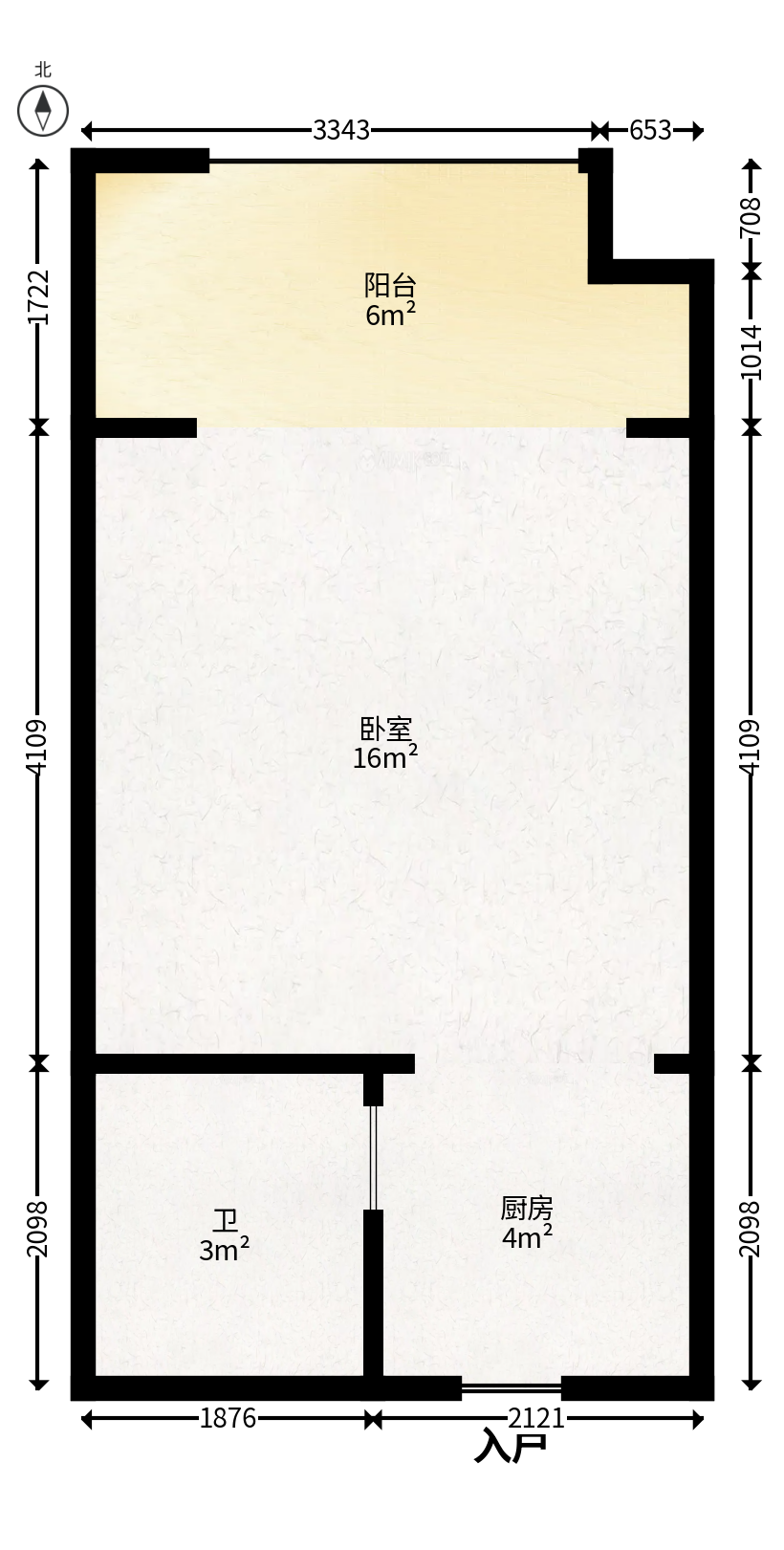 长城华都  1室1厅1卫    30.0万户型图