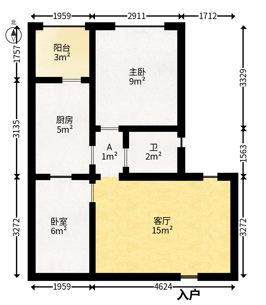 三王丽都  2室1厅1卫   60.00万户型图