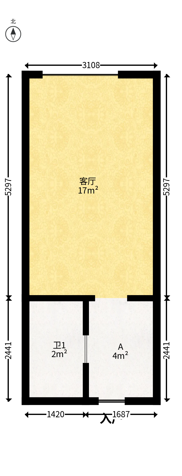 融科东南海  1室1厅1卫   21.00万户型图