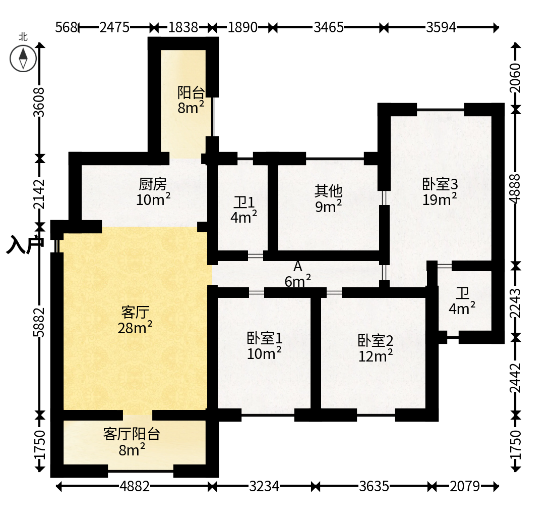才子嘉都  4室2厅2卫   110.00万户型图