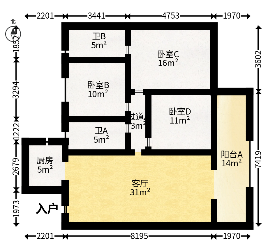 金地都会风華  3室2厅2卫   140.00万户型图