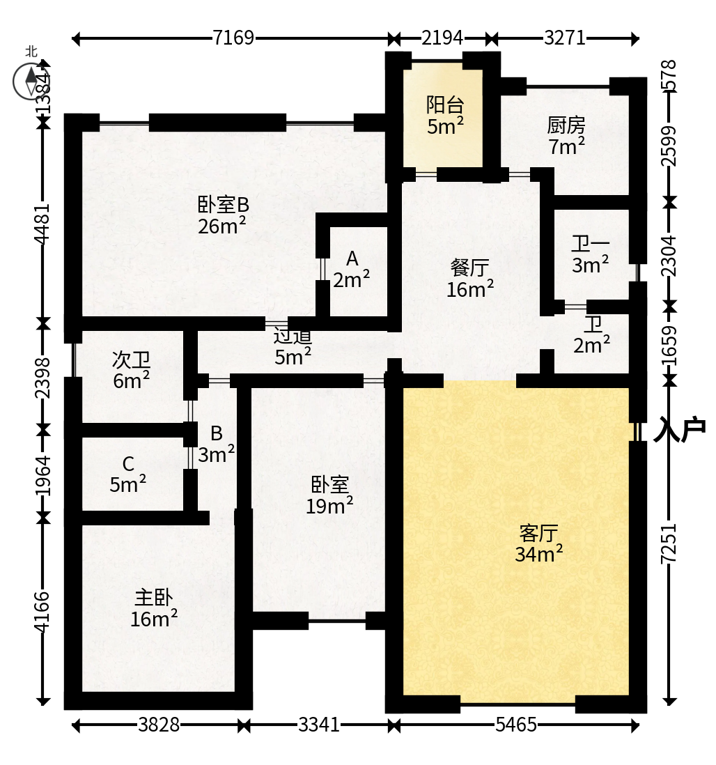 美林水郡  4室2厅2卫   180.00万户型图
