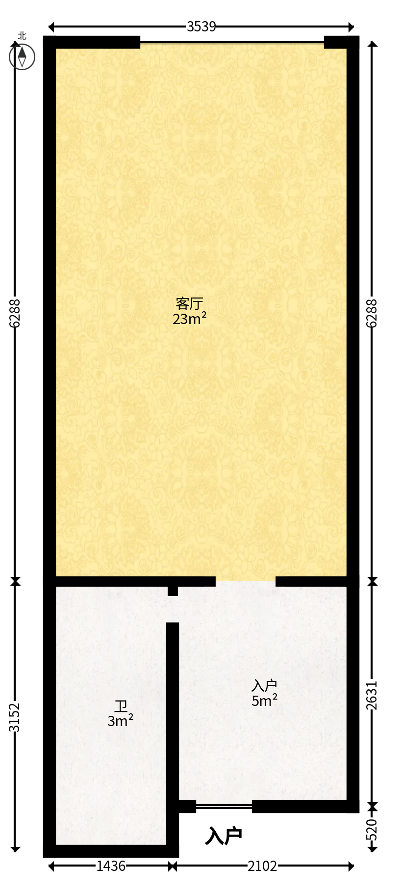 蚂蚁工房  1室1厅1卫   40.00万户型图