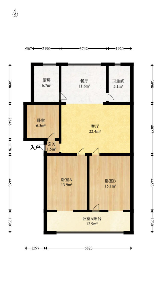 矿冶研究院(科学村社区)  3室1厅1卫   88.00万户型图