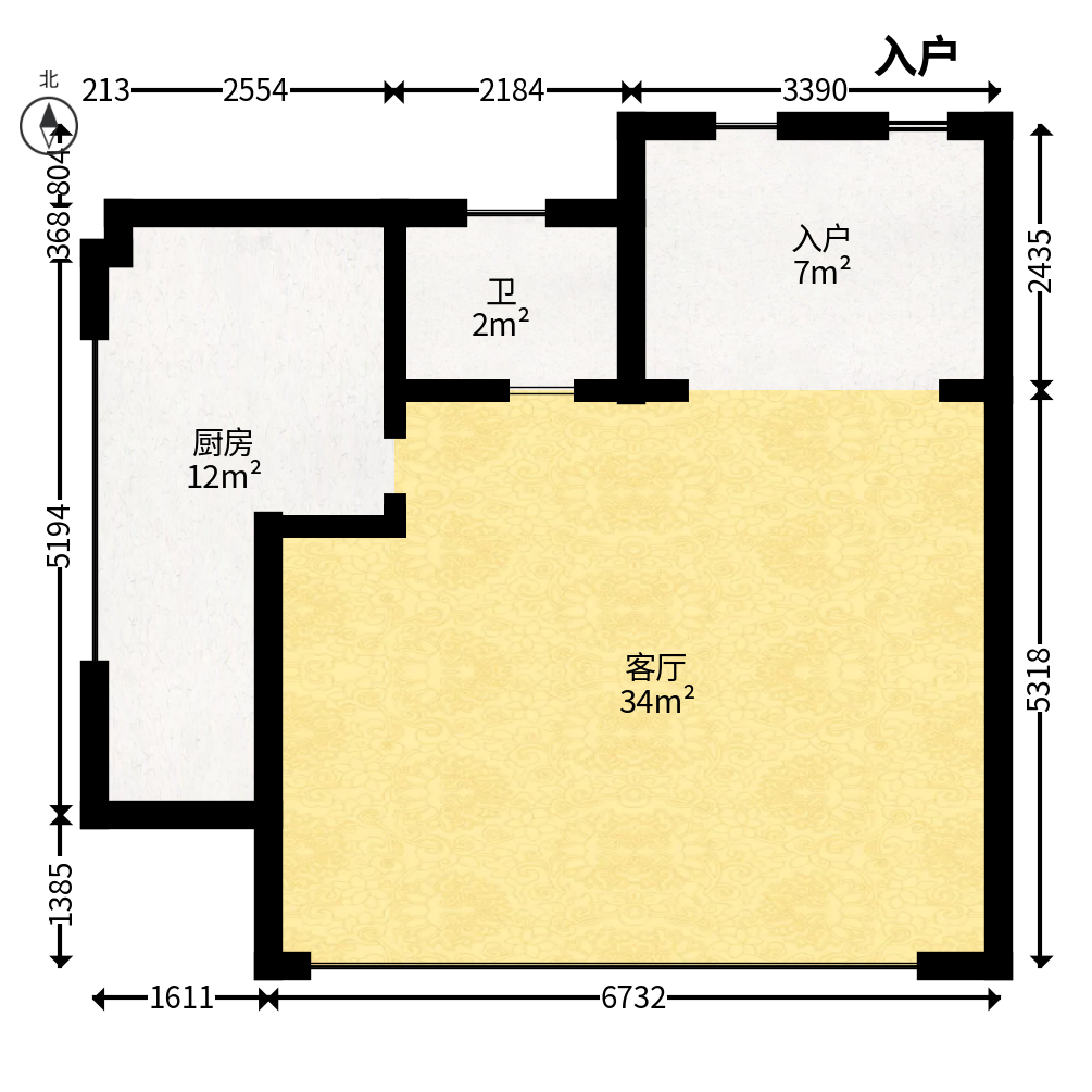 达美美立方  2室1厅1卫   58.00万户型图