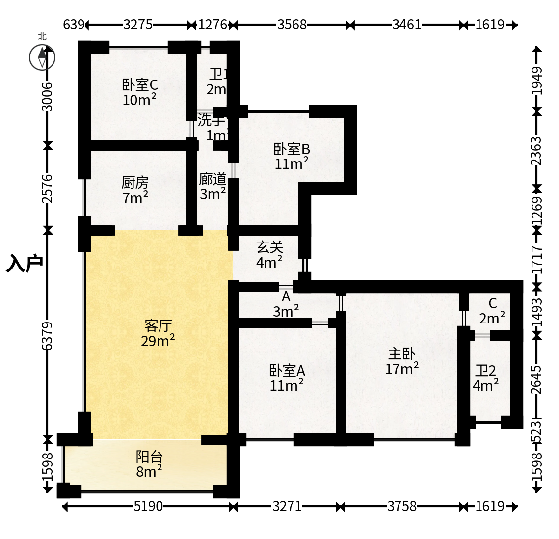 金茂长沙国际社区  4室2厅2卫   125.00万户型图