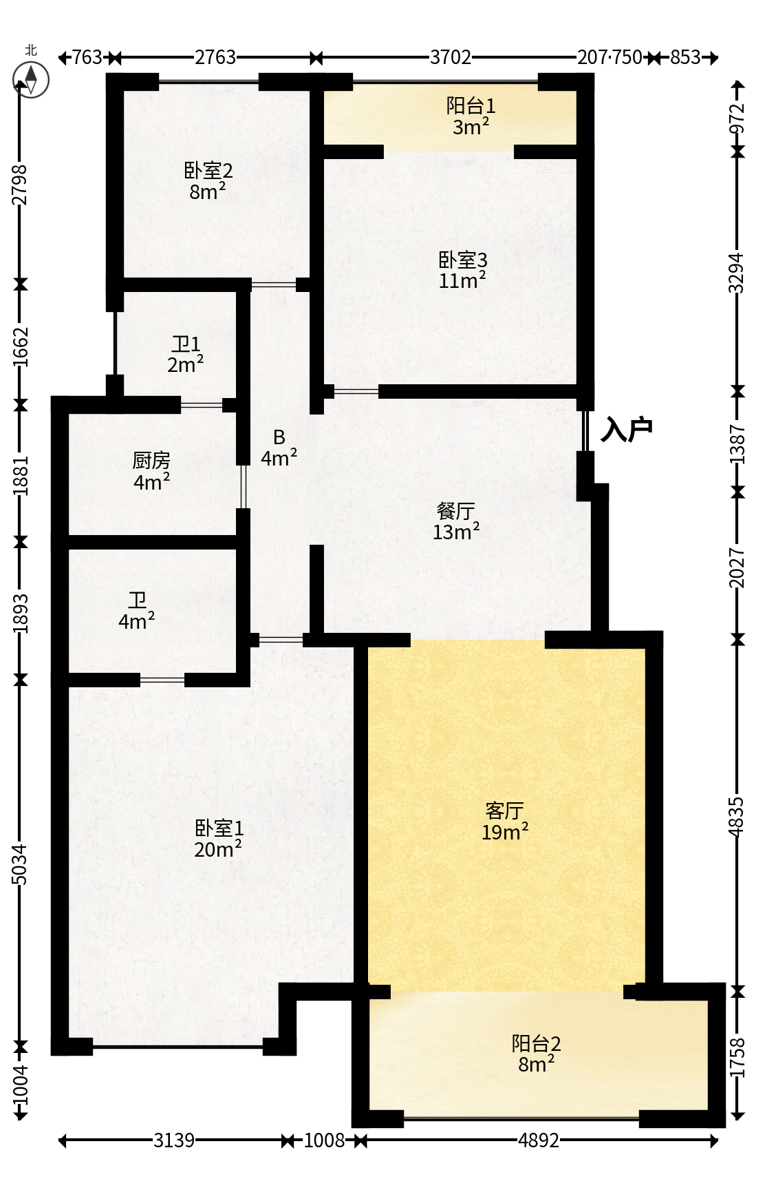 翠林雅苑  3室2厅2卫   75.00万户型图