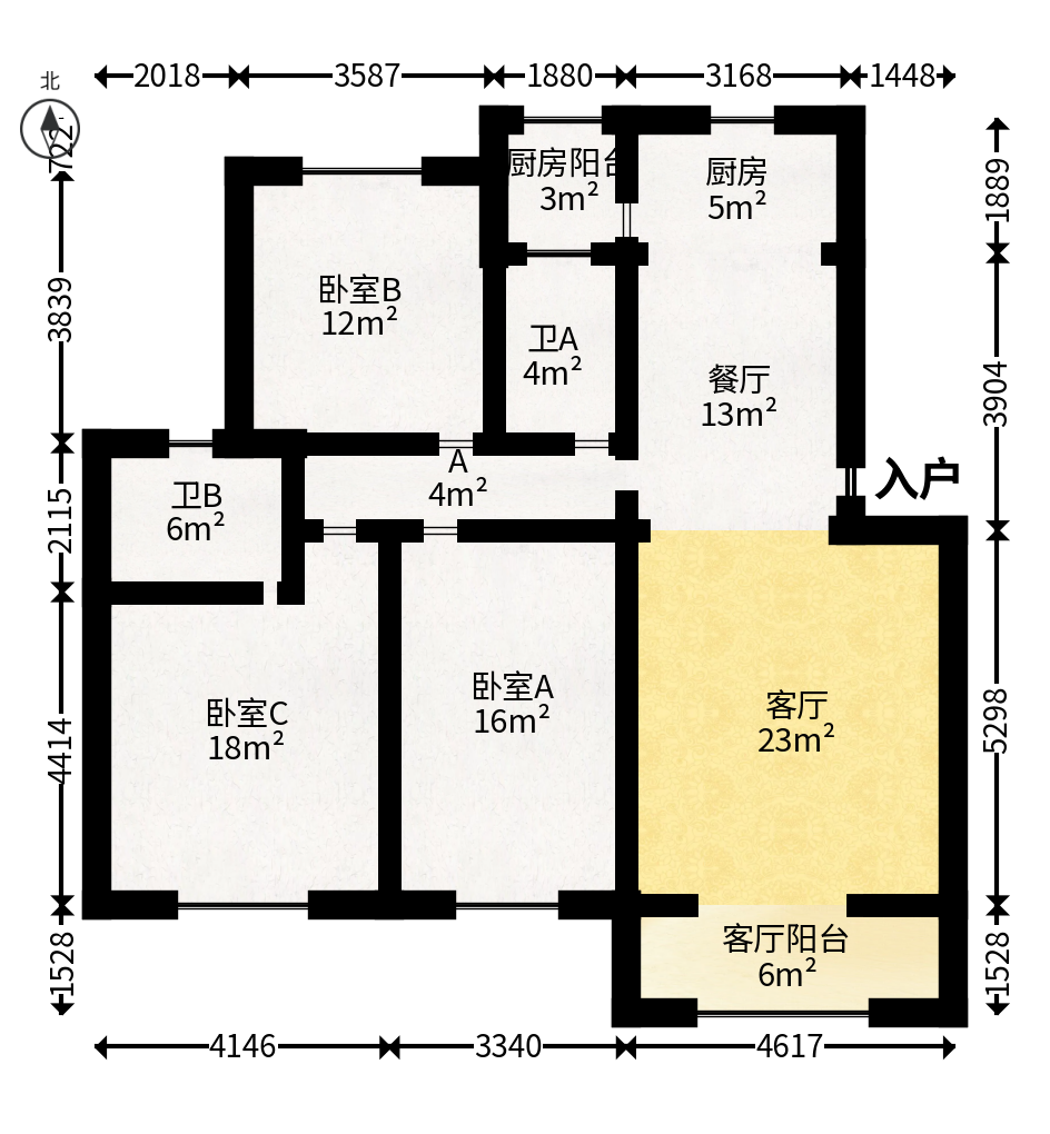 德润园  3室2厅2卫   92.00万户型图