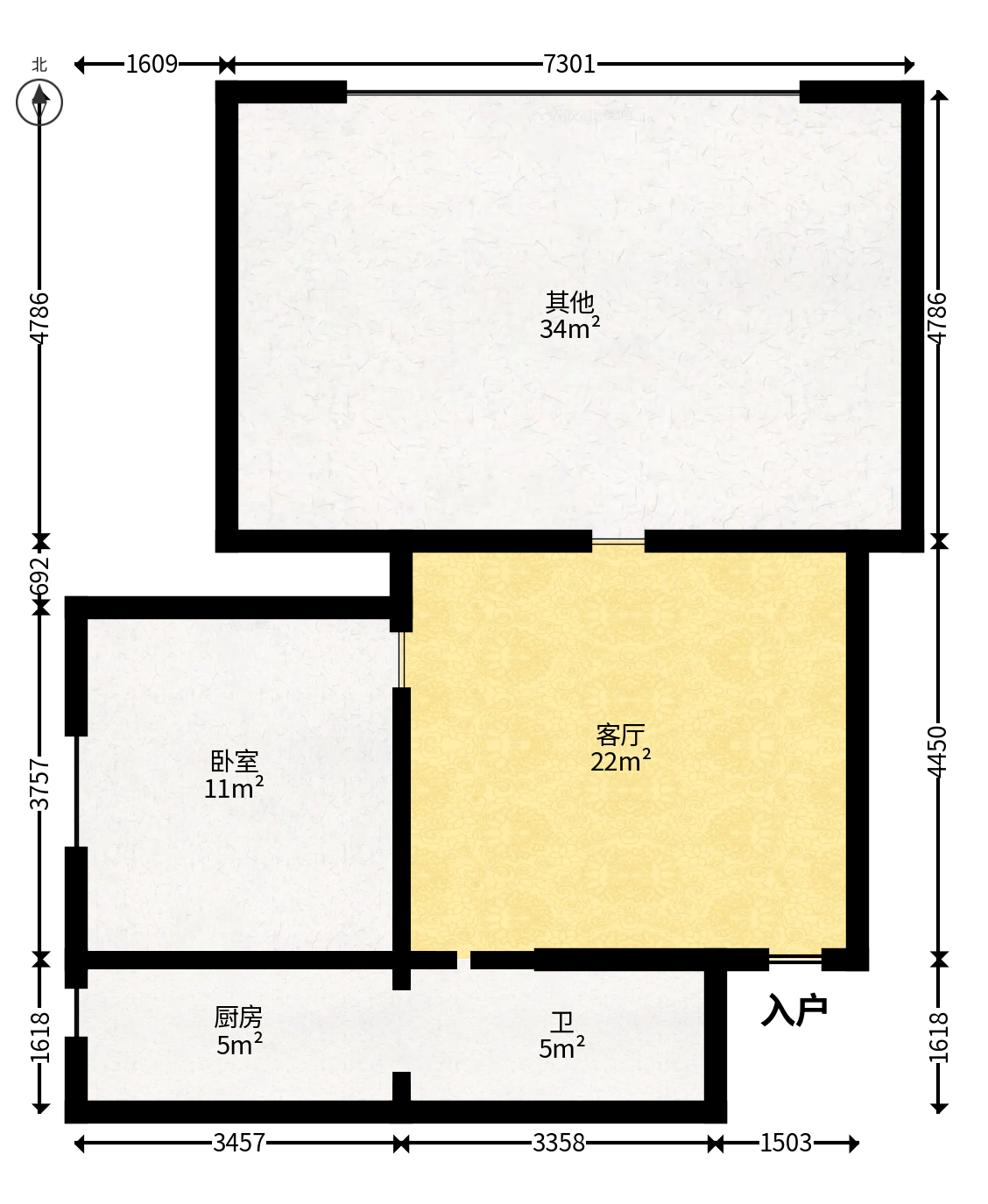 水墨林溪  1室1厅1卫   57.50万户型图