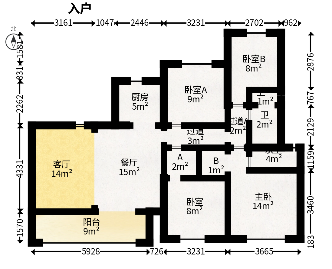 东原麓印长江A区  4室2厅2卫   175.00万户型图
