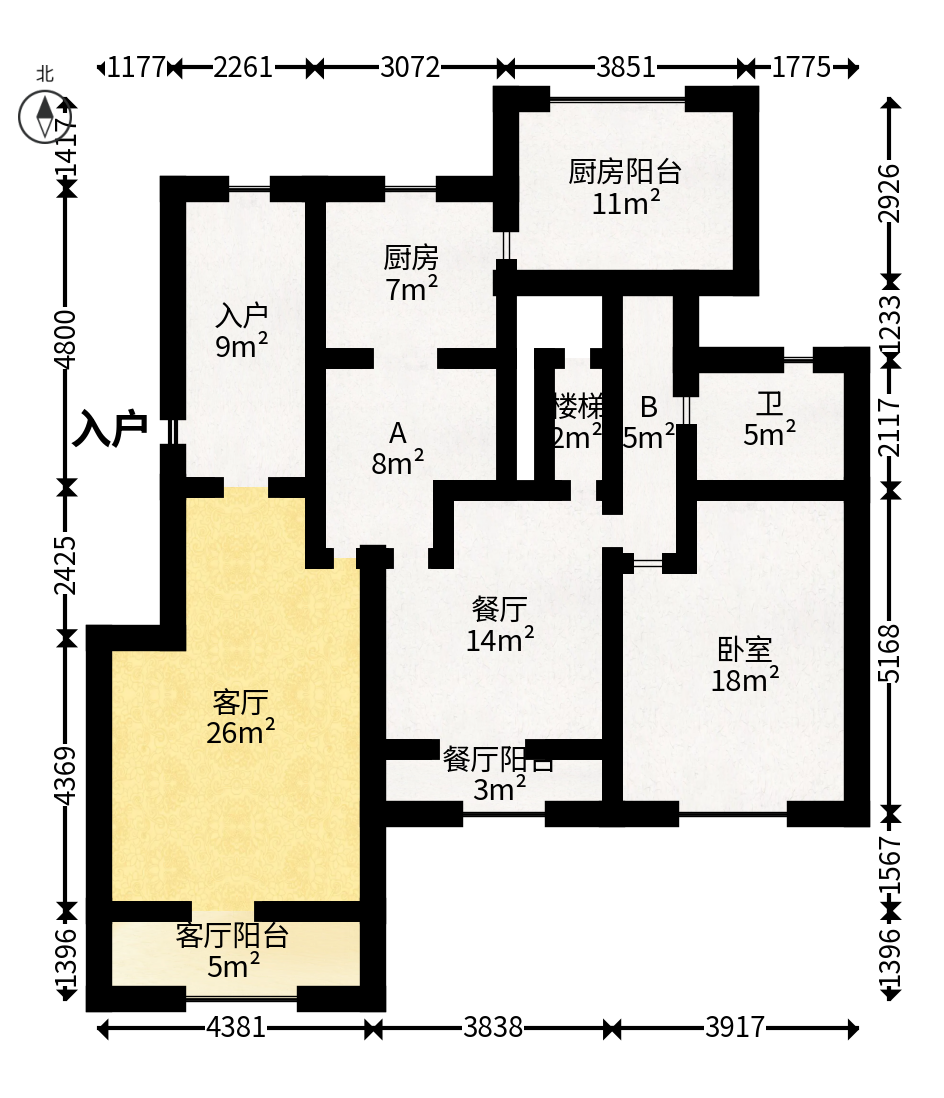 天麓尚层  5室2厅2卫   260.00万户型图