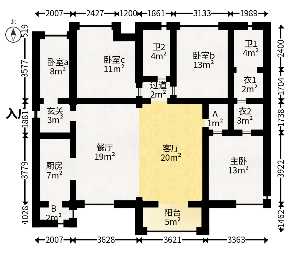润和紫郡一期  4室2厅2卫   98.00万户型图