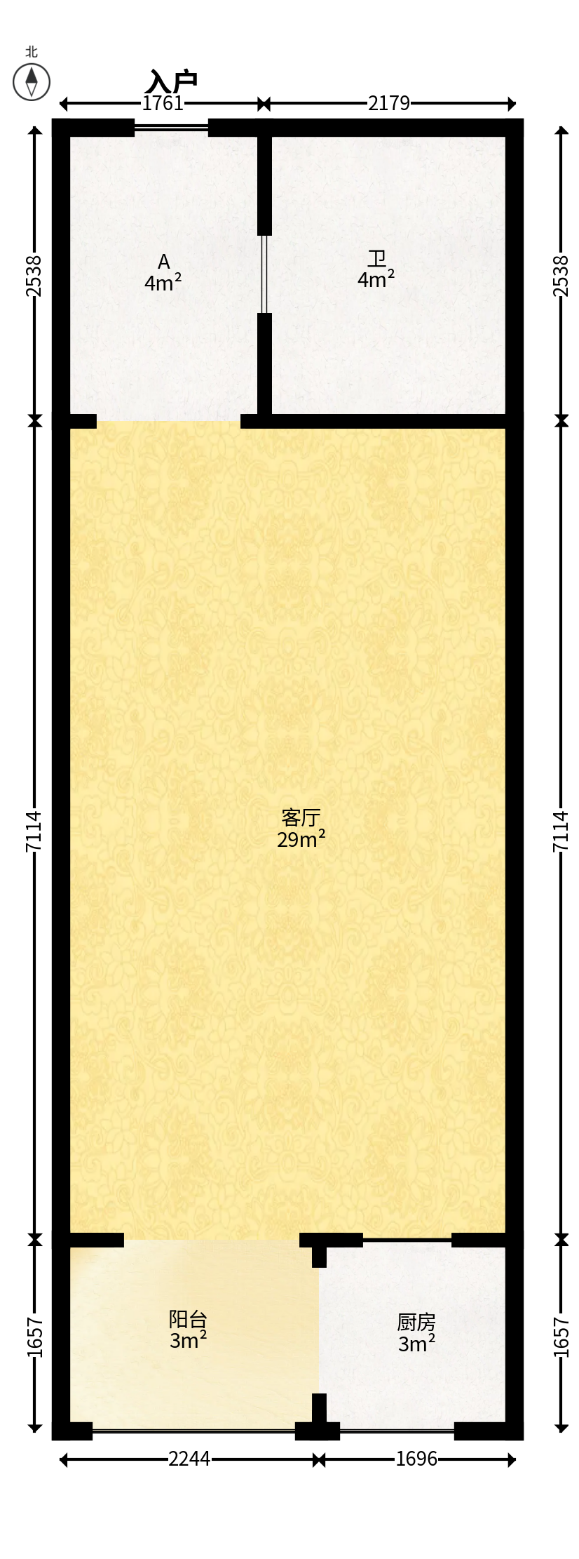 望兴景园二期（望兴西西里）  1室1厅1卫   45.00万户型图