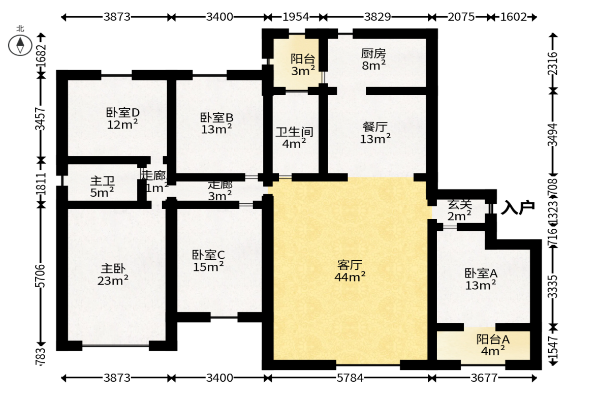 山水嘉园  5室2厅2卫   136.00万户型图