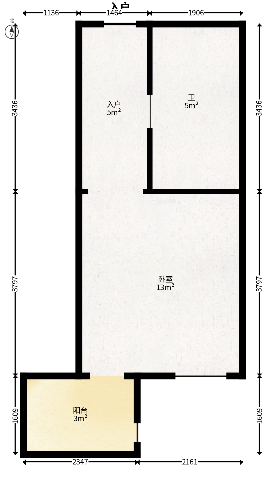 星宇V立方（旭和大厦）  1室1厅1卫   27.00万户型图
