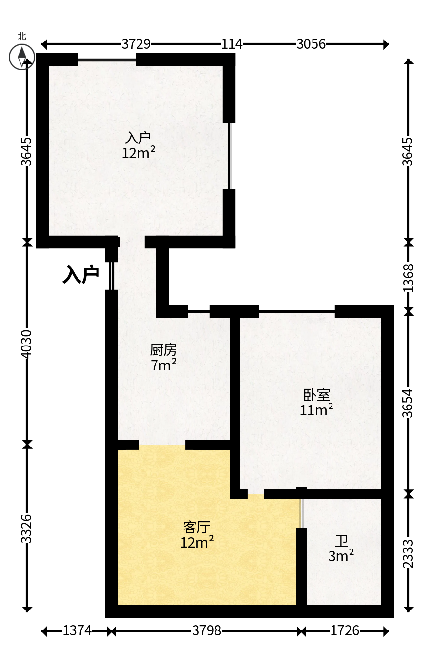 佳天瑞宁花园  1室1厅1卫   53.00万户型图