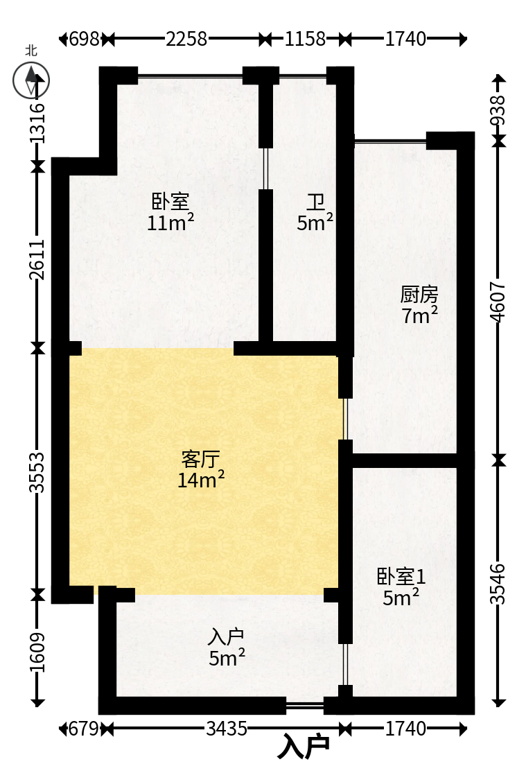 盛地尊域  1室1厅1卫   30.00万户型图