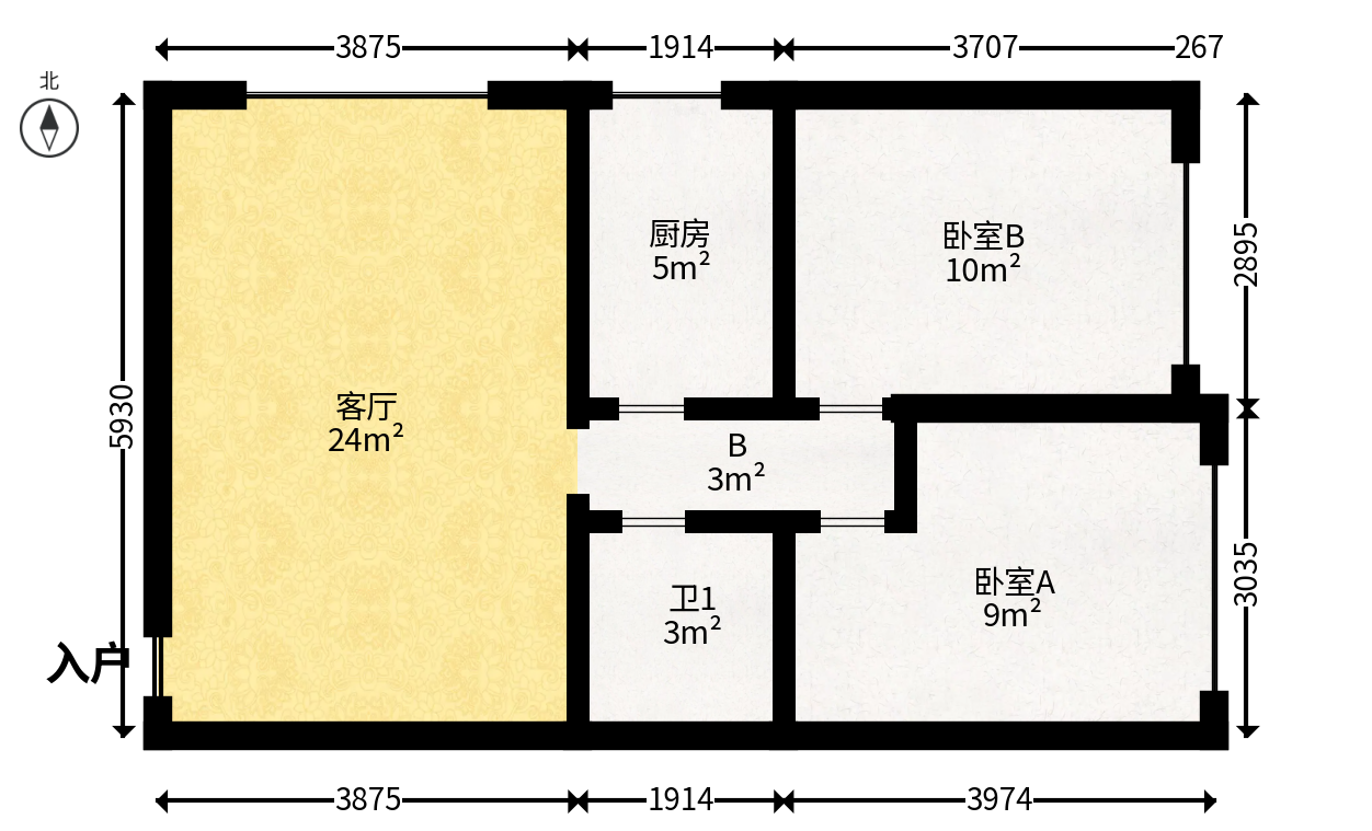 中城丽景香山园  2室2厅1卫   58.00万户型图
