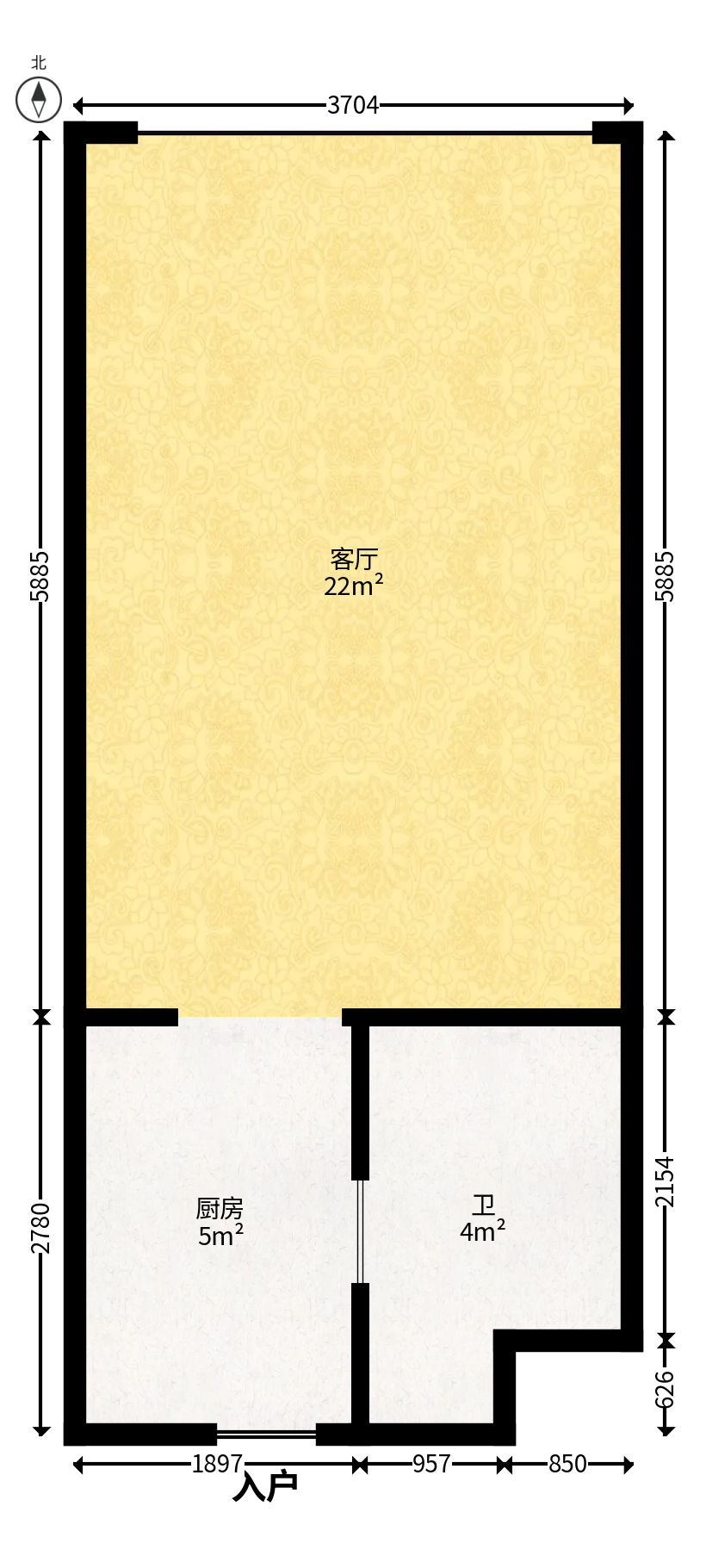 时代公馆  1室1厅1卫   25.00万户型图