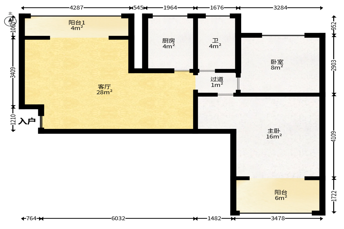 融圣国际  1室2厅1卫   108.00万户型图