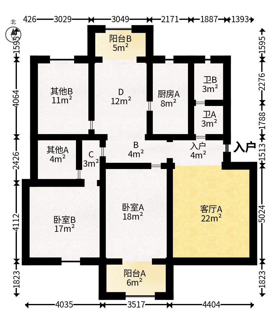 绿荫家园  3室2厅2卫   66.00万户型图
