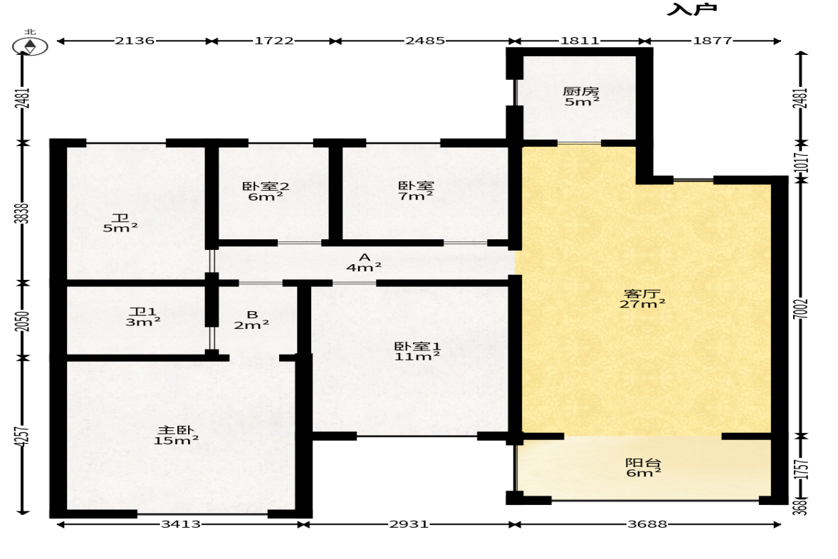 荣盛城  4室2厅2卫   80.00万户型图