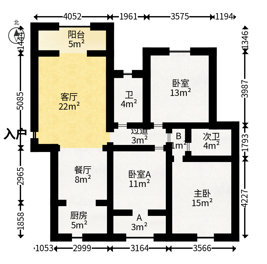 恒广国际景园  3室2厅2卫   79.00万户型图