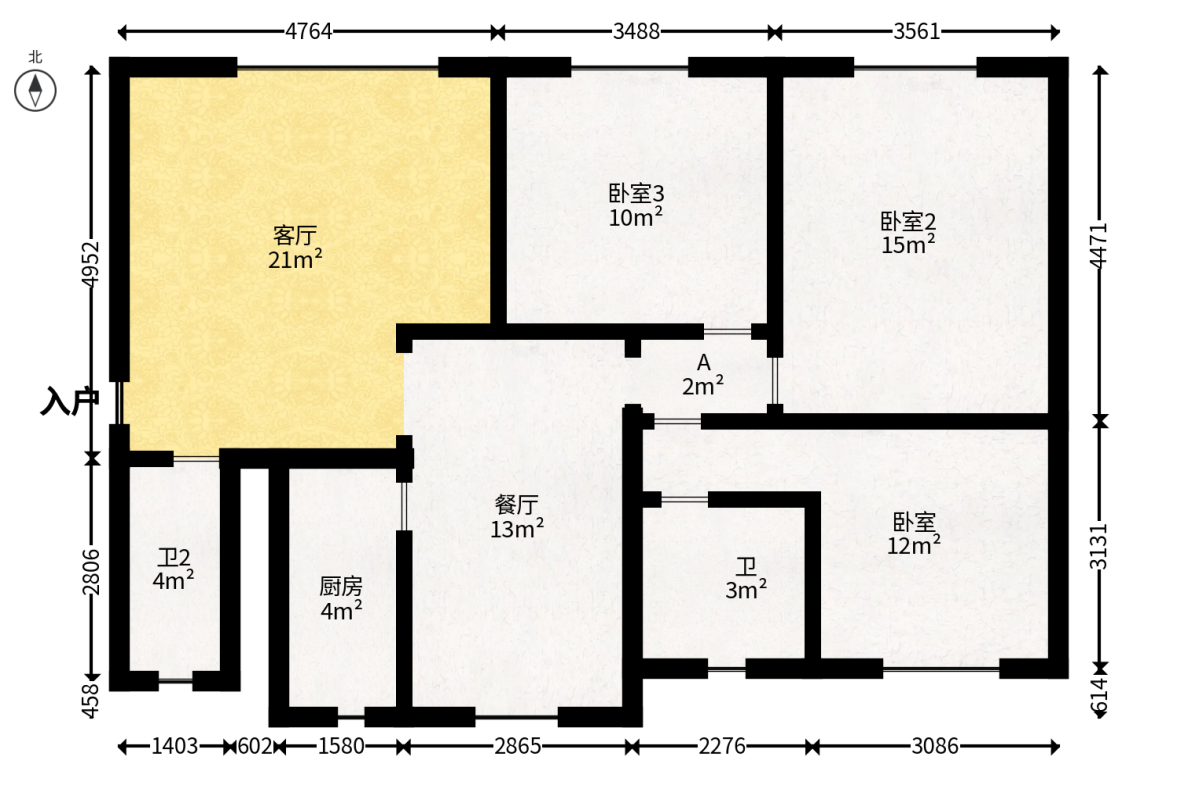 窑塘新村  3室2厅2卫   55.00万户型图