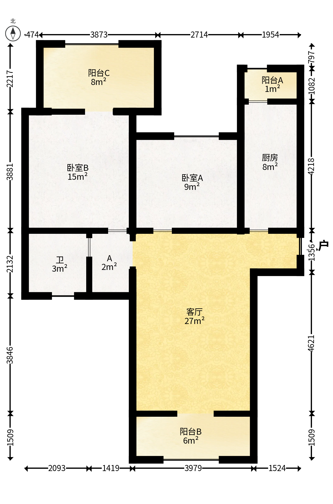 凯乐国际城  2室2厅1卫   92.00万户型图