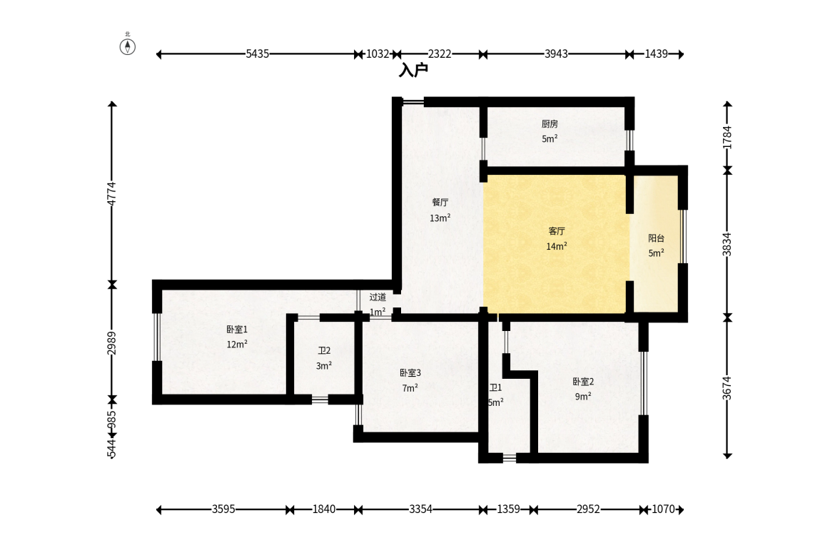 富基世纪公园  3室2厅2卫    55.5万户型图