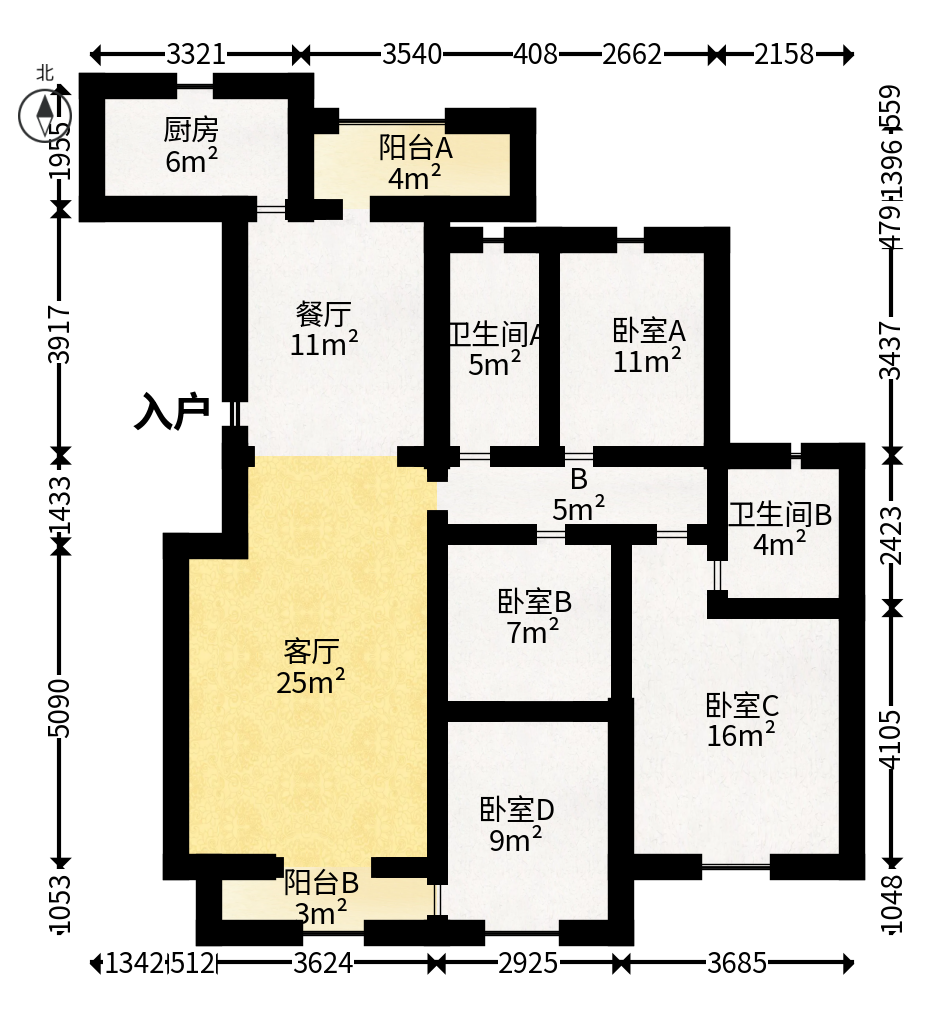 凯富漫城  4室2厅2卫   50.00万户型图