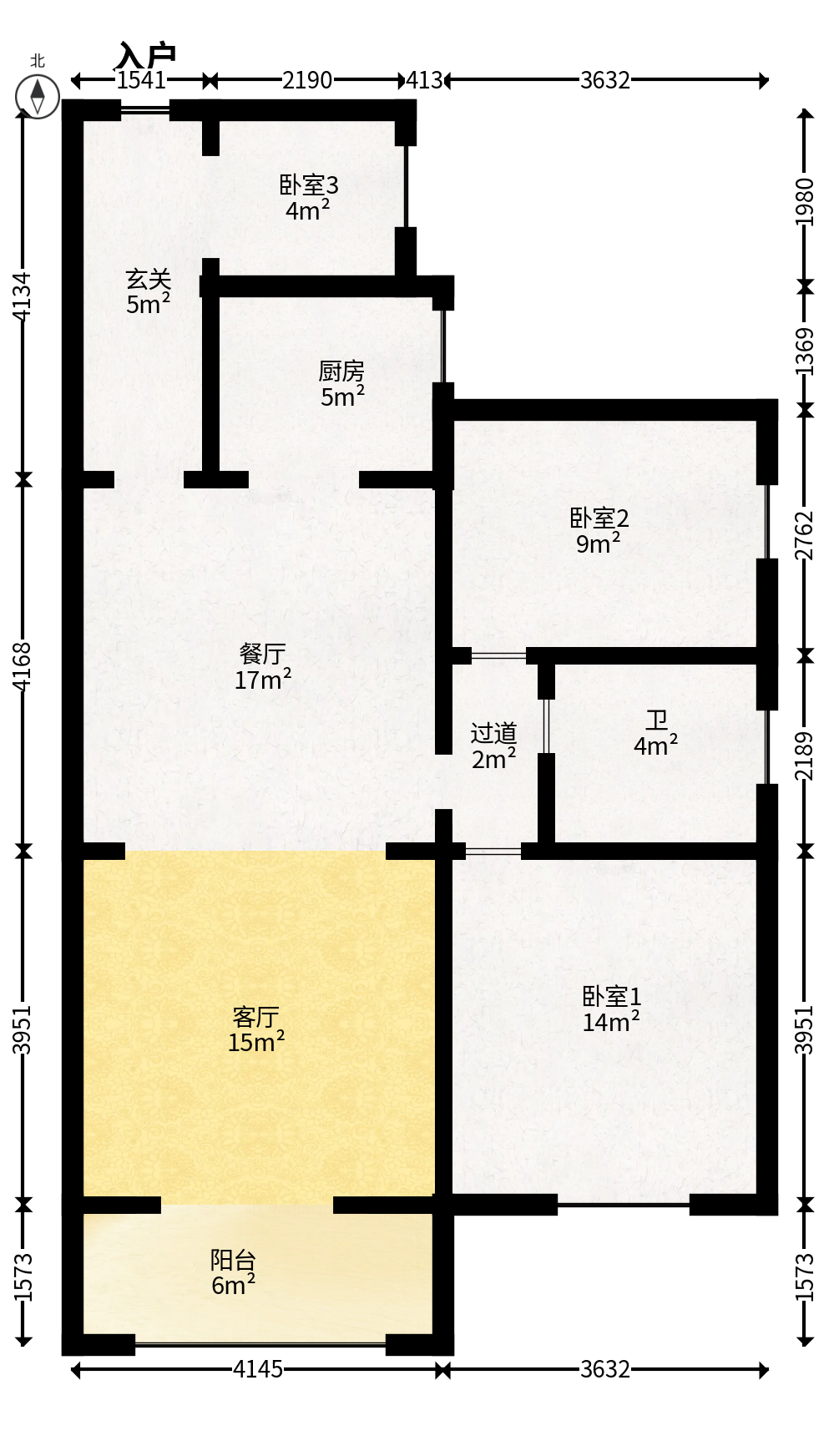名家翡翠花园  3室2厅1卫   65.00万户型图