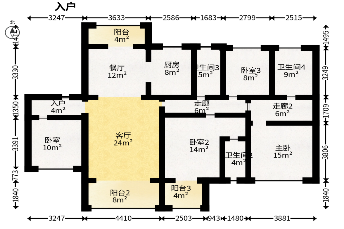 时代印记（长沙时代印记花园）  4室2厅2卫   260.00万户型图