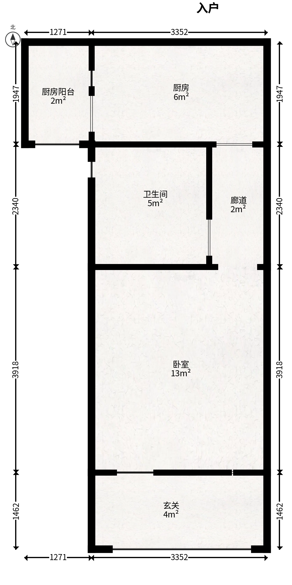 恒大半山悦府  1室1厅1卫   35.00万户型图