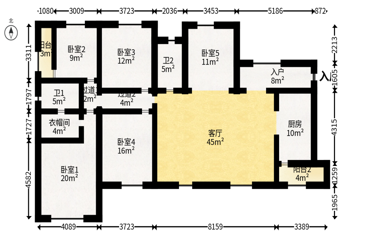 通用时代国际社区  5室2厅2卫   268.00万户型图