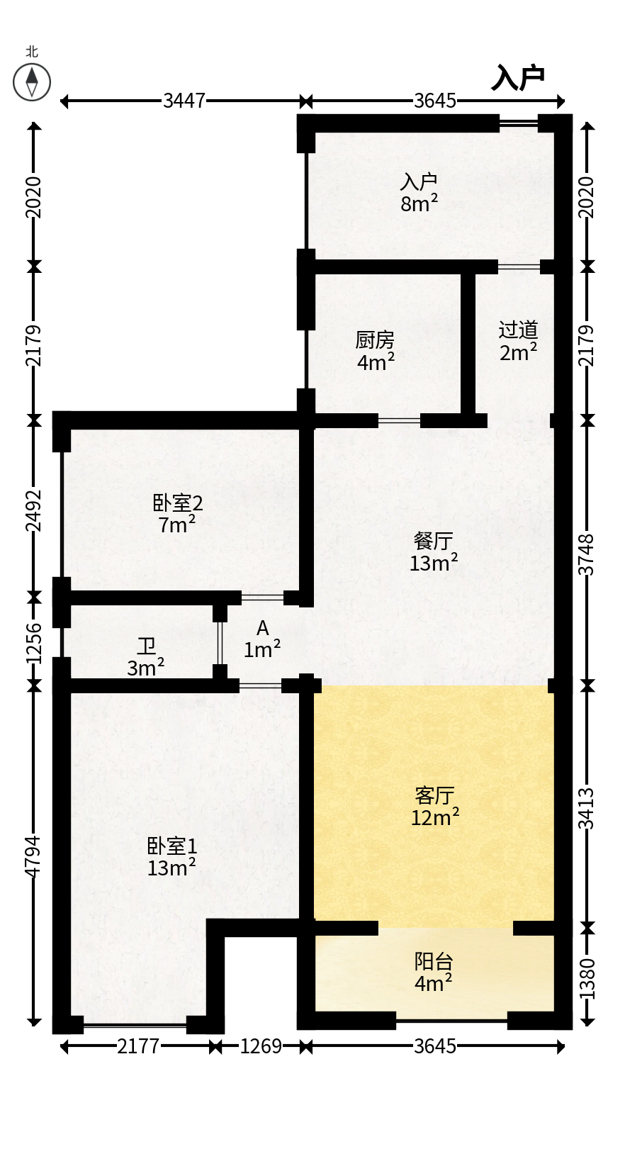 通用时代国际社区  2室2厅1卫   88.00万户型图