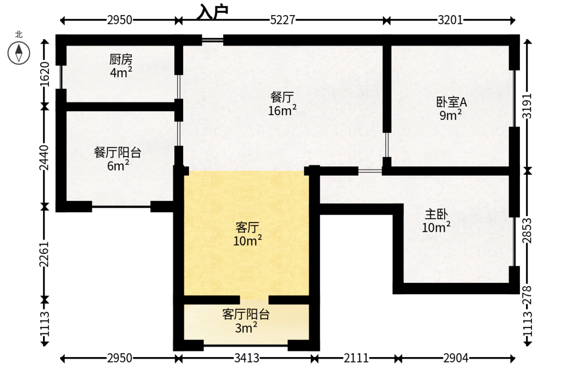 世茂铂翠湾四期（世茂悦享）  3室2厅1卫   125.00万户型图