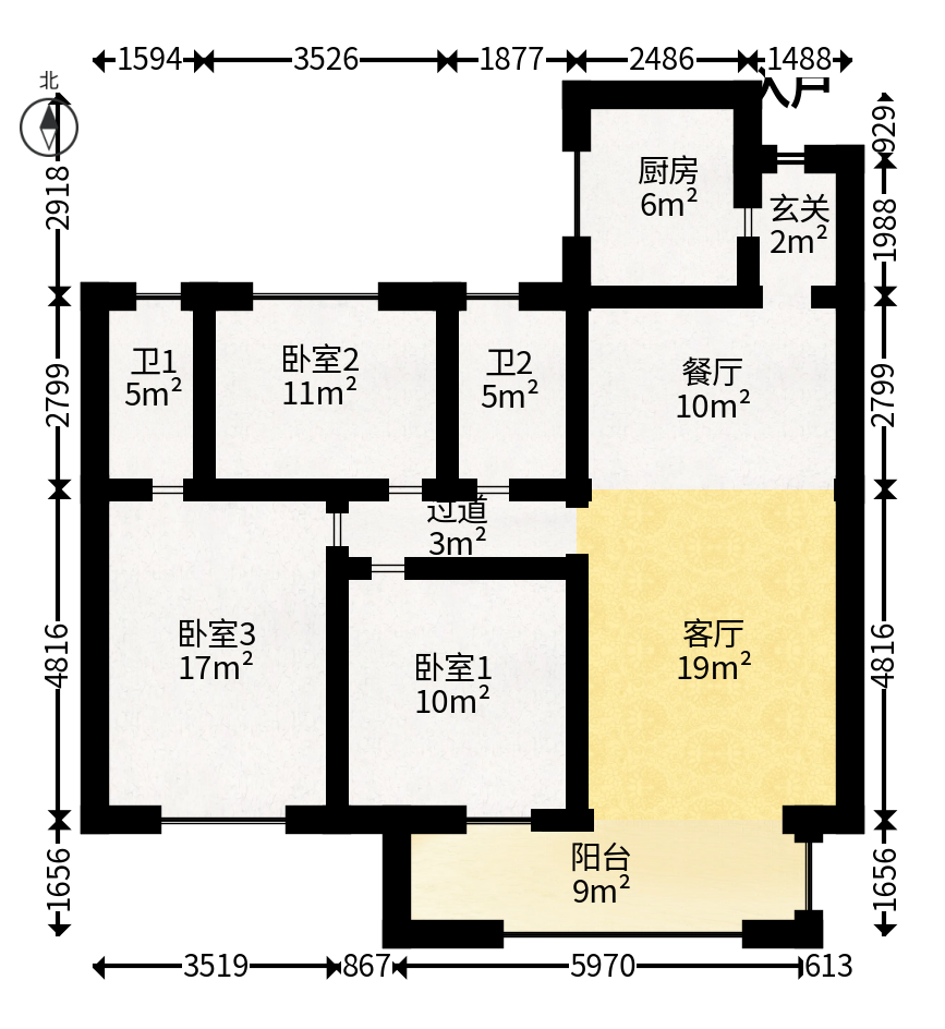 乐万邦康桥悦城  3室2厅2卫   139.00万户型图
