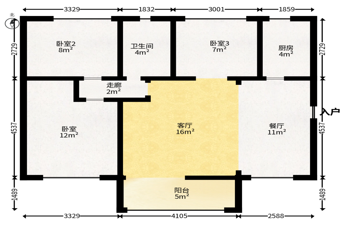 中国铁建国际城二期  3室2厅1卫   59.80万户型图