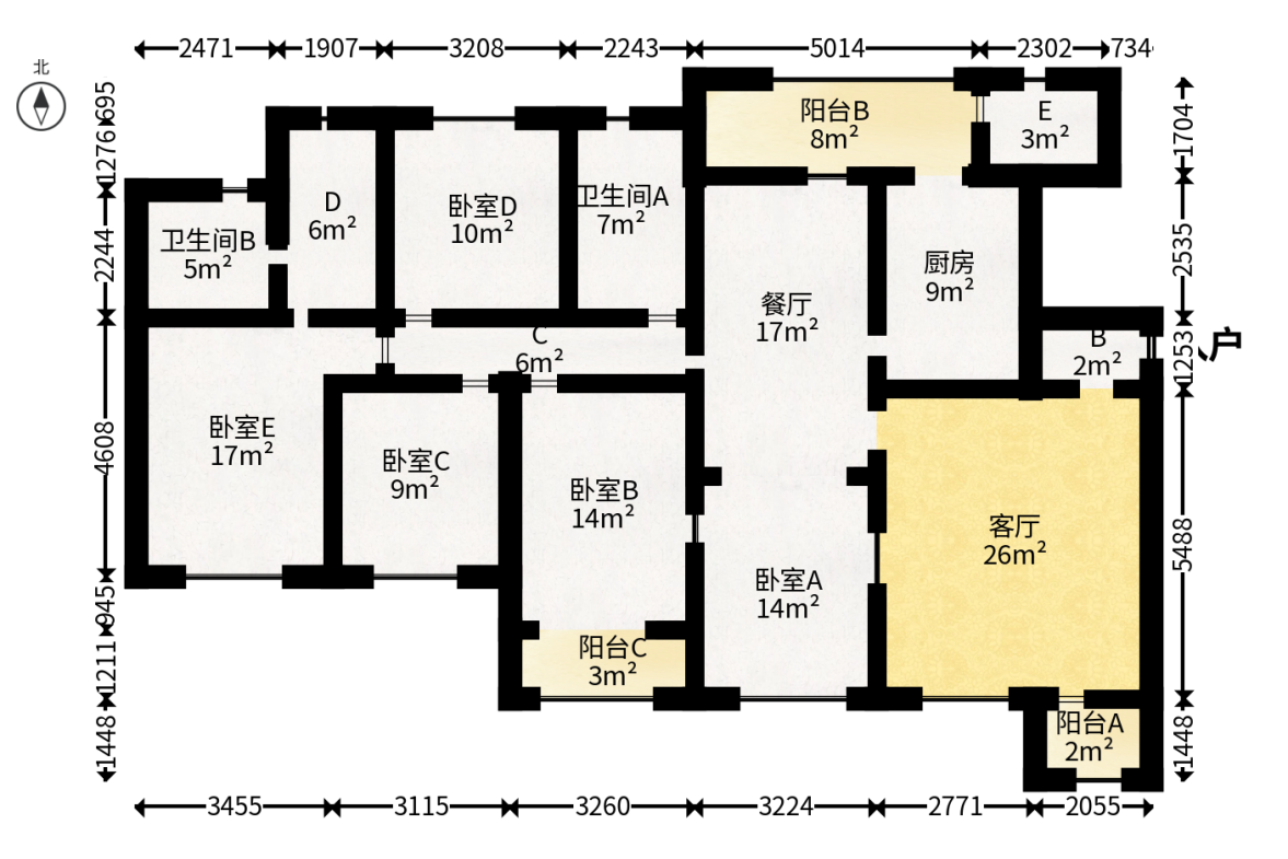 嘉华城（一期）  5室2厅2卫   159.00万户型图