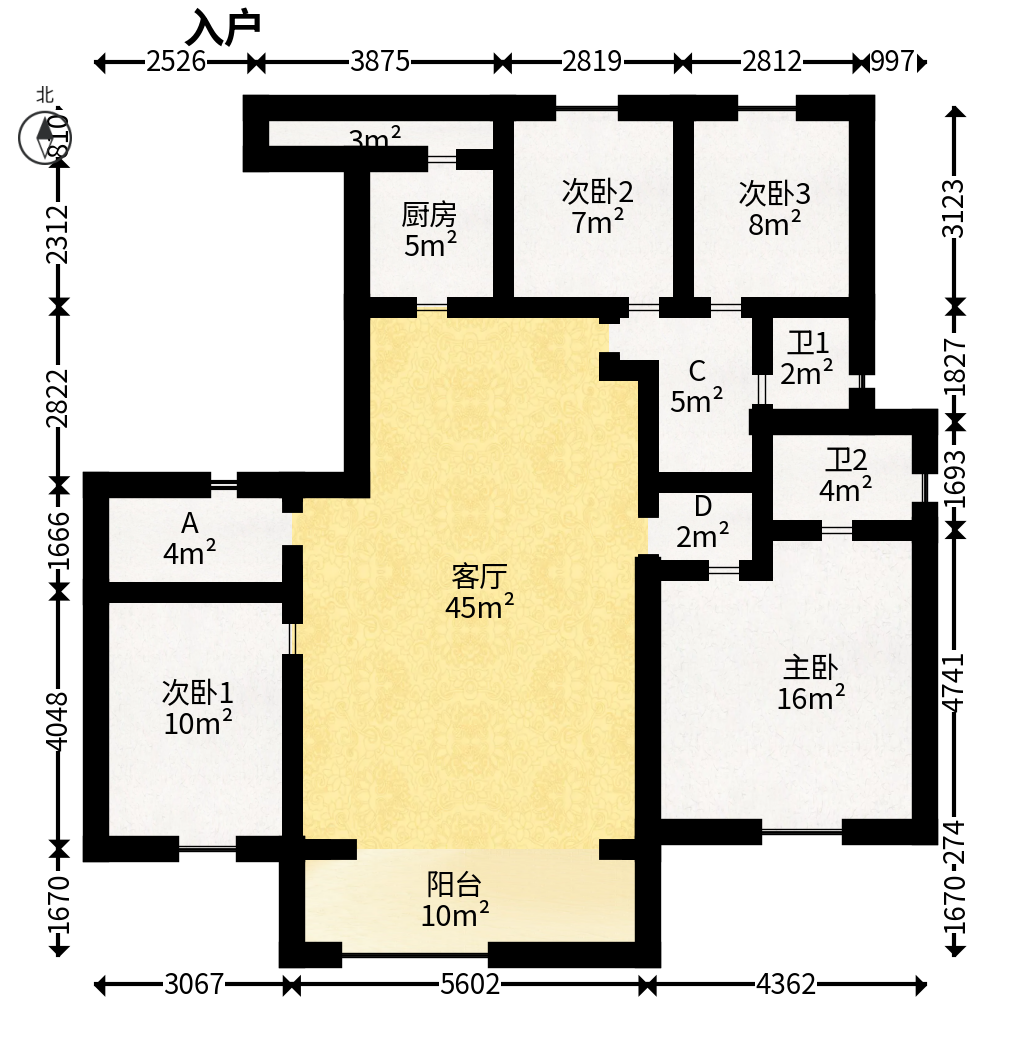 万科松湖天地  4室2厅2卫   218.00万户型图