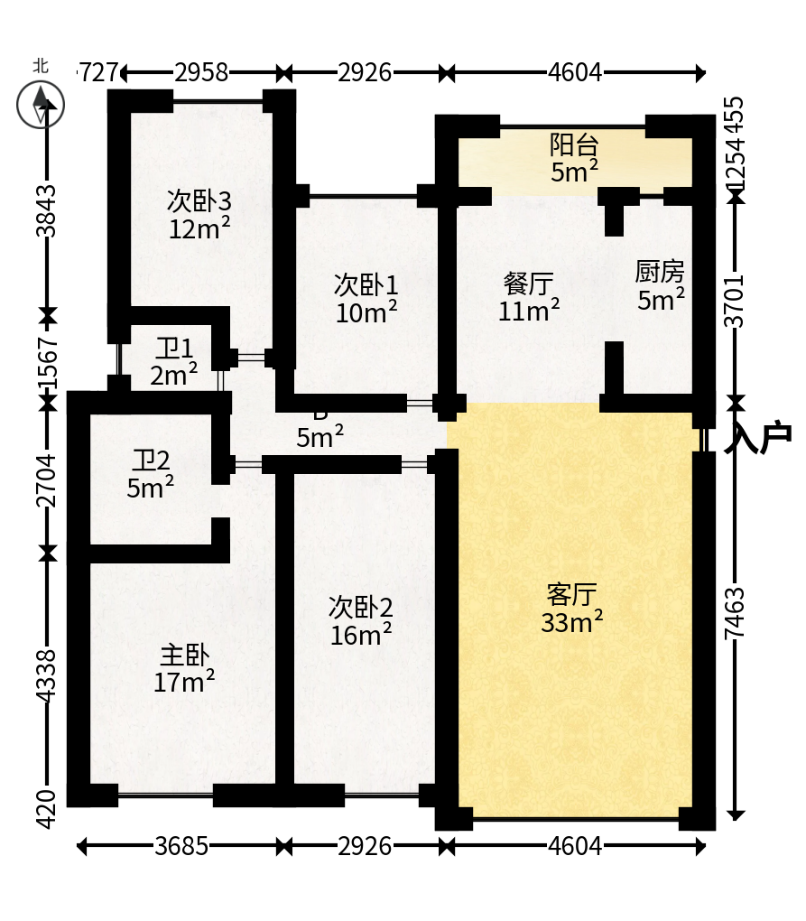 中交建发松雅院  4室2厅2卫   165.80万户型图
