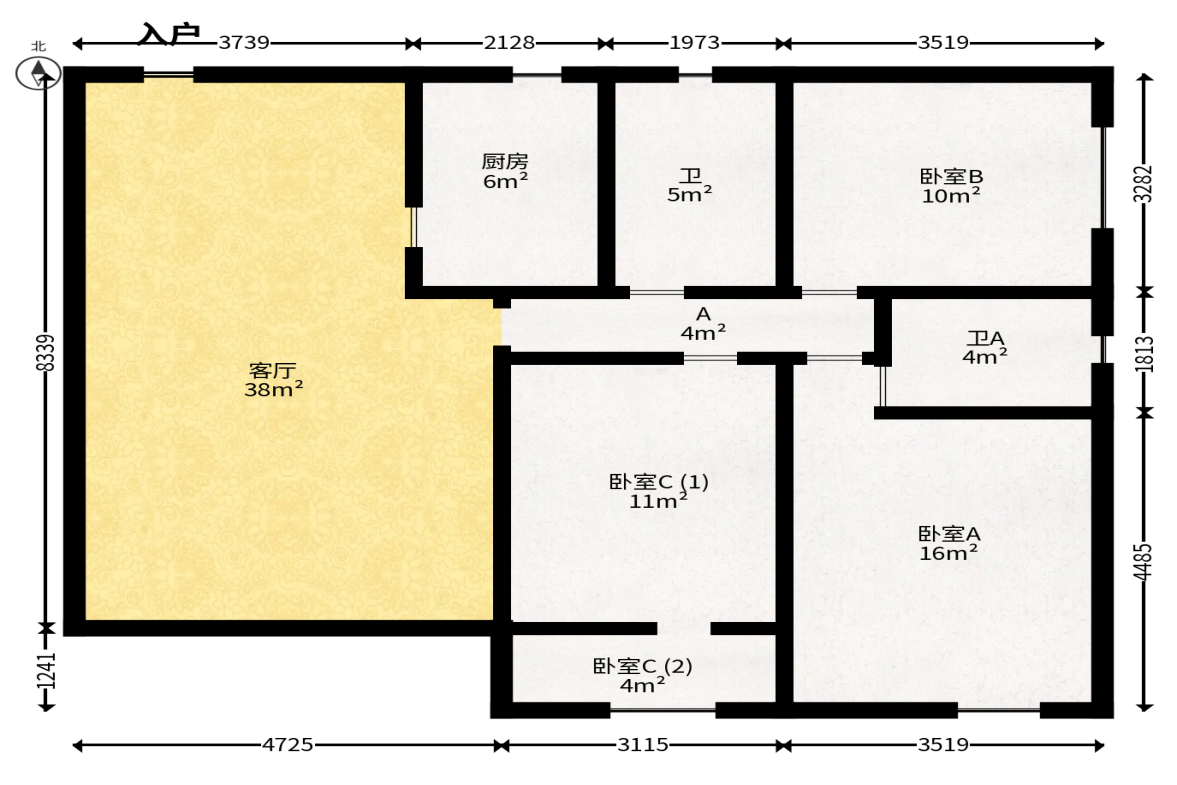 西点公园里  3室2厅2卫   140.00万户型图