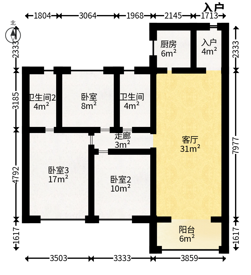 时代印记（长沙时代印记花园）  3室2厅2卫   179.00万户型图