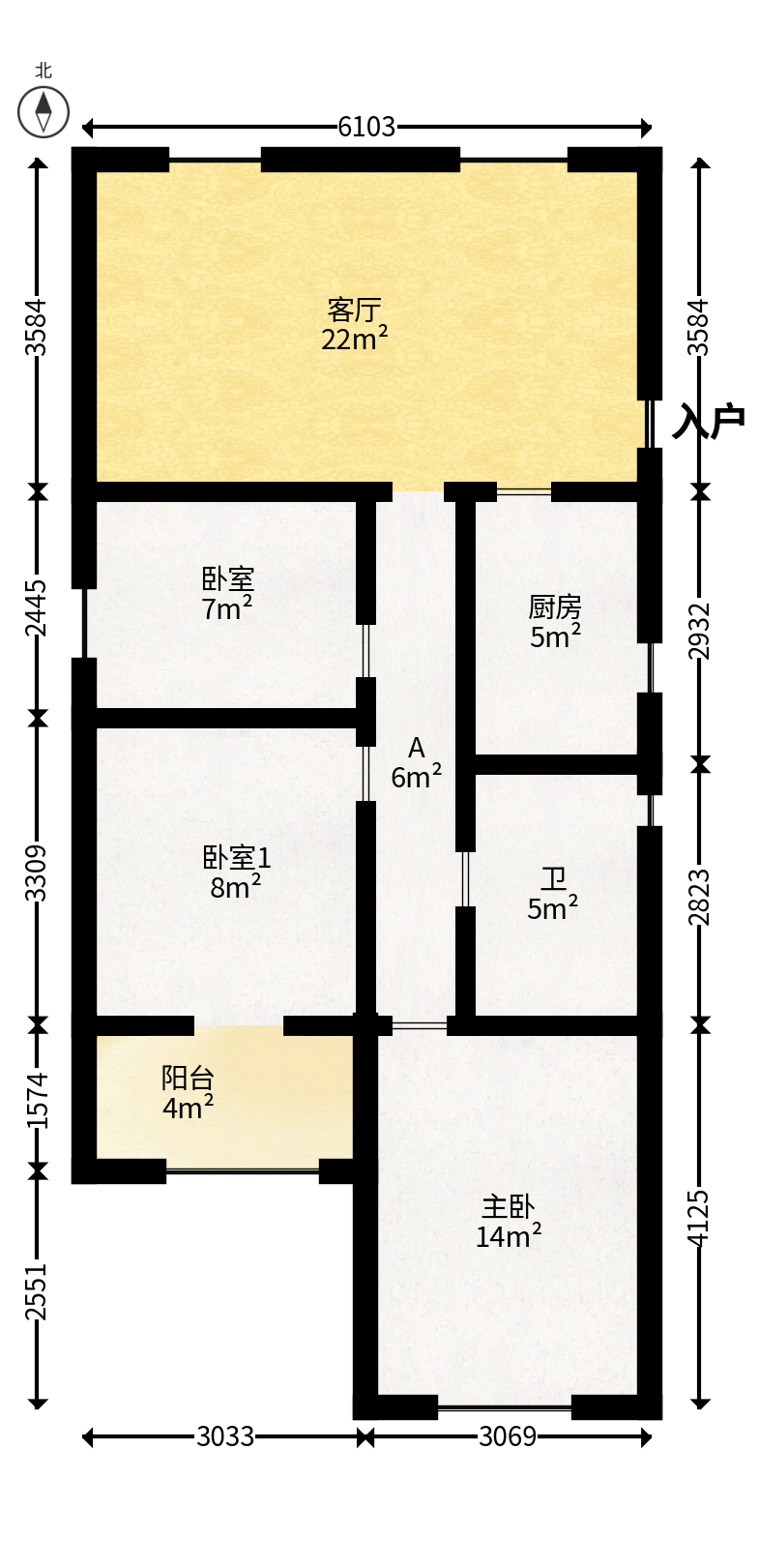 郡原居里  3室2厅1卫   59.80万户型图