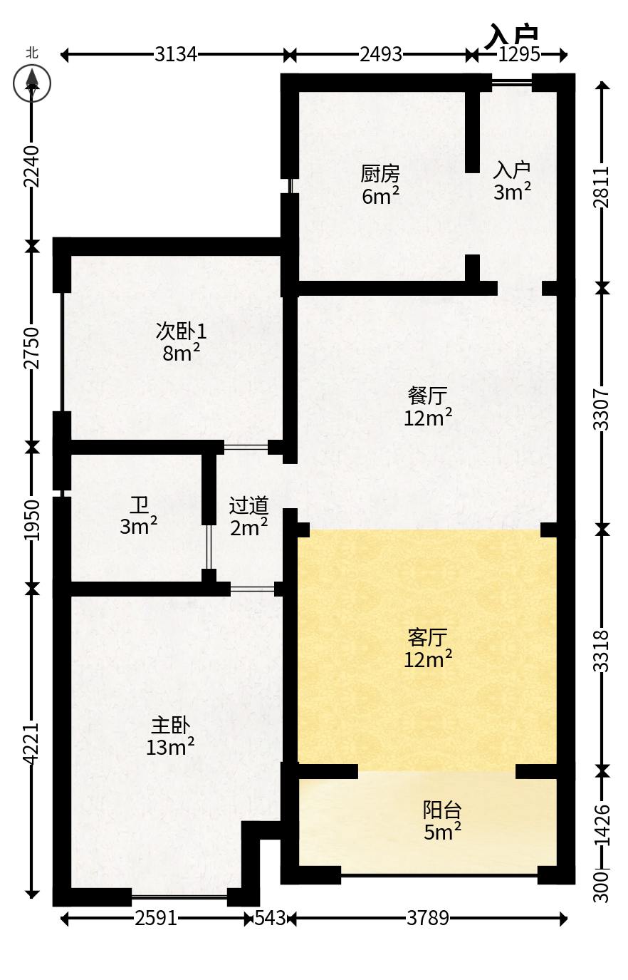 万科城  2室2厅1卫   70.00万户型图