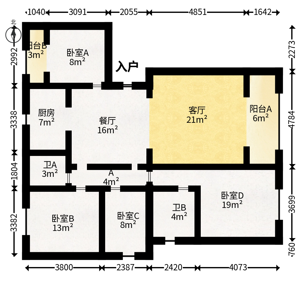 五矿沁园金城（春和景园）  4室2厅2卫   139.00万户型图