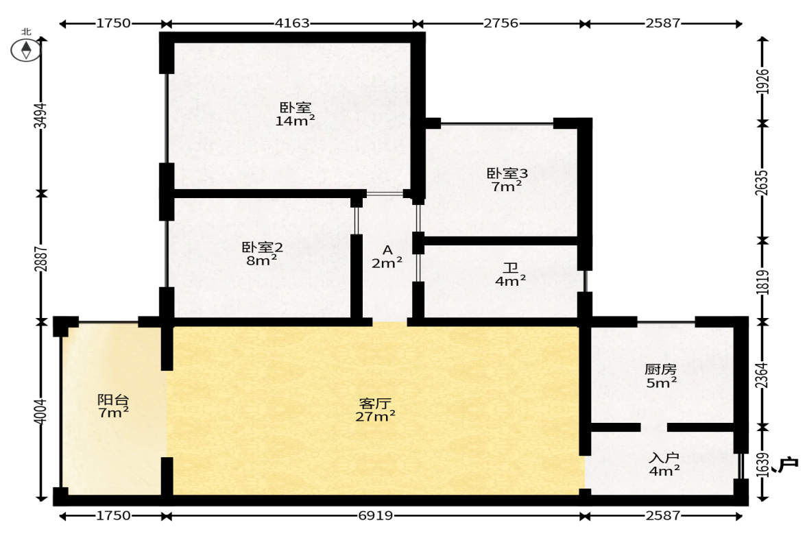 莱茵城  3室2厅1卫   62.00万户型图